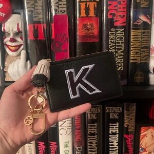 Tory Burch Black Card Holder with Gold Accents